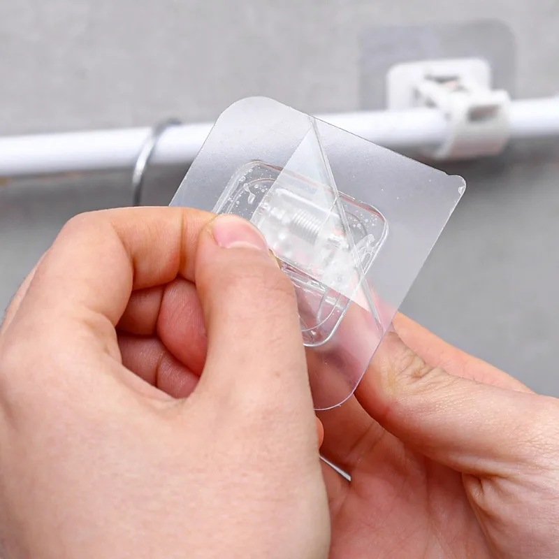 Soporte de barra de cortina autoadhesivo, ganchos de abrazadera ajustables sin clavos, sin perforación, para uso doméstico, cocina y baño, 2/4/8 Uds.