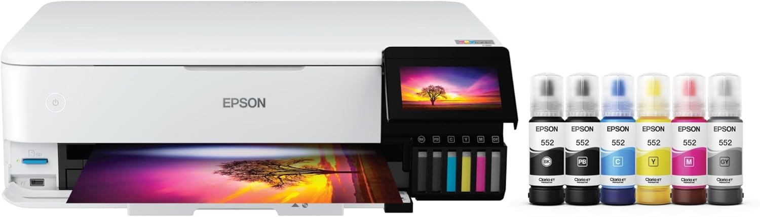 EcoTank Photo ET-8550 Wireless Wide-Format All-in-One Supertank Printer with Scanner, Copier, Ethernet and 4.3-inch
