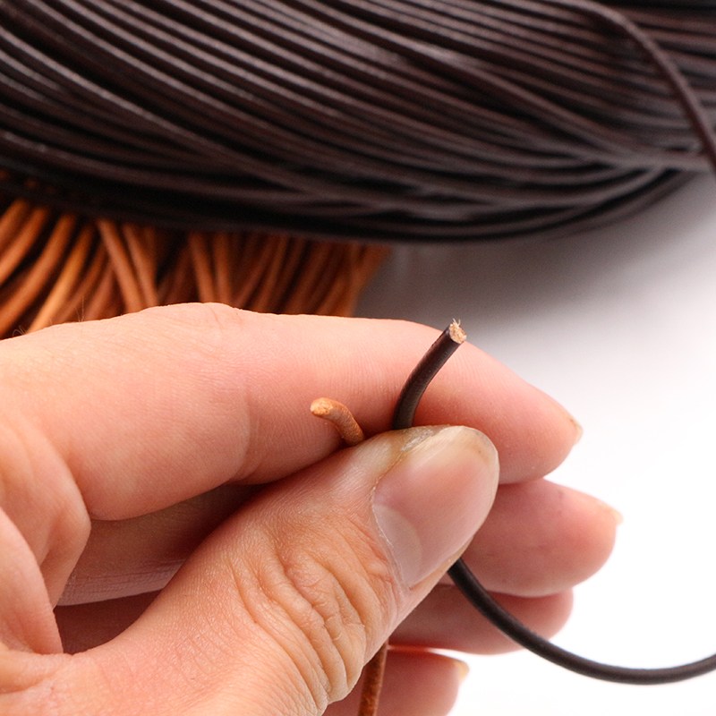 1.0/1.5/2/2.5/3/4/5mm 4 cores couro de vaca genuíno redondo tanga cabo diy pulseira descobertas corda corda para fazer jóias
