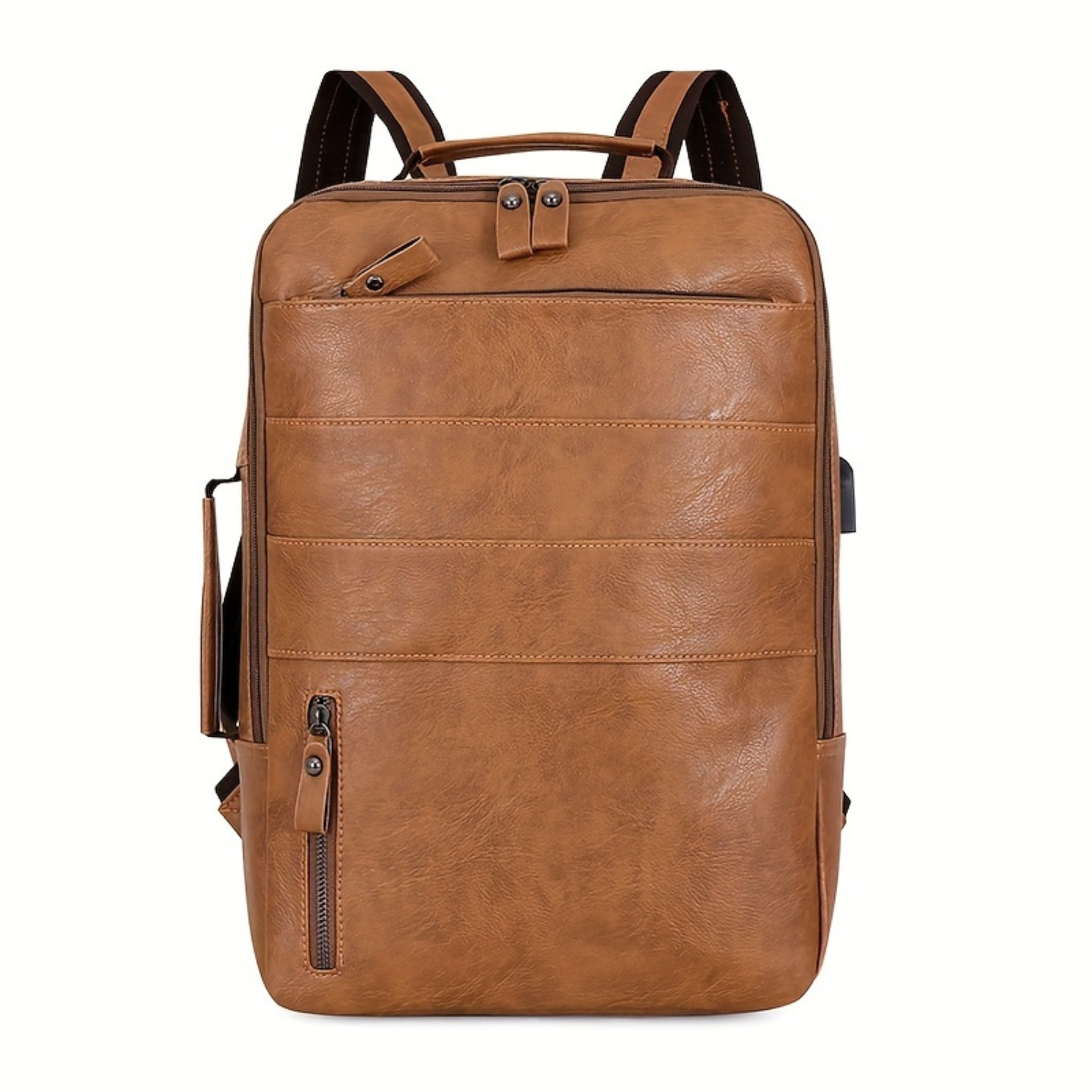 "Mochila empresarial unissex de couro sintético com compartimento para laptop – elegante e prática para trabalho e viagens"