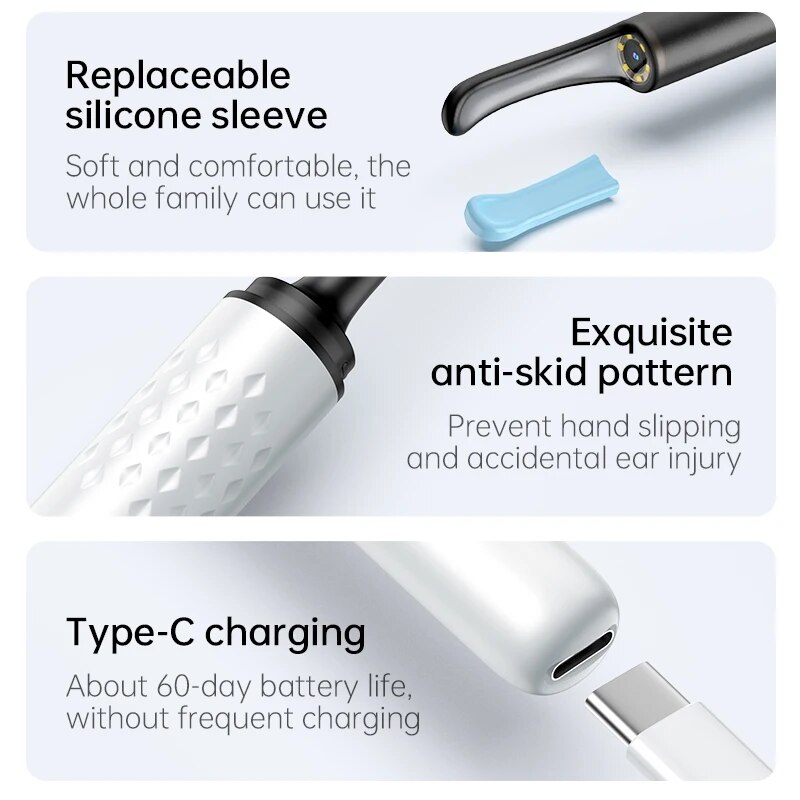 WIFI ภาพทําความสะอาดหู Otoscope กล้อง 6 ไฟ LED 4.0 มม.Mini EAR WAX Removal เครื่องมือกล้องถ่ายวิดีโอ 500W HD Earpick