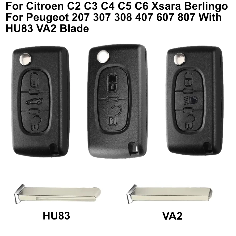 HU83 VA2 Для Citroen C2 C3 C4 C5 C6 Xsara Berlingo Для Peugeot 207 307 308 407 607 807 Флип-чехол для дистанционного ключа автомобиля