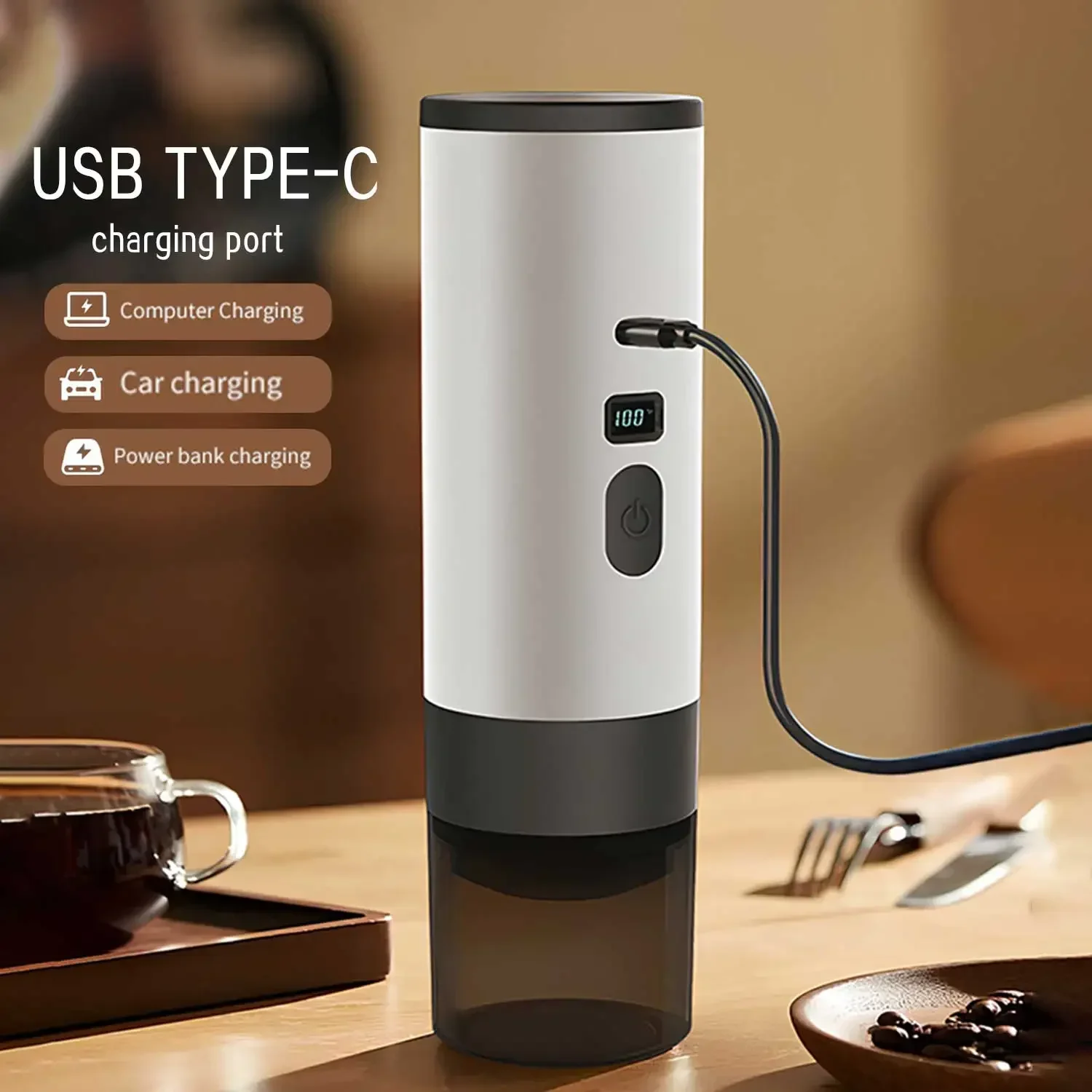 TINSOL Cafetera eléctrica Práctica cafetera de cápsulas Cafetera de viaje con calefacción inalámbrica para acampar en coche y en casa