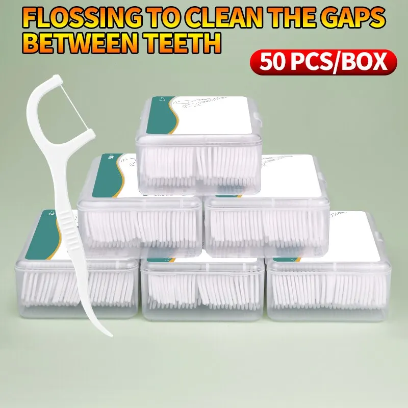 150pcs Dental Floss Plastic Toothpicks Disposable Cleaning between Teeth Portable Box Oral Hygiene