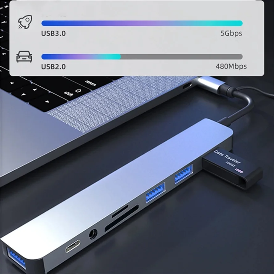 5Gbps USB 3.0 HUB USB C HUB USB C Docking Station High Speed Transmission OTG Adapter Splitter TYPE-C HUB For PC Laptop Macbook