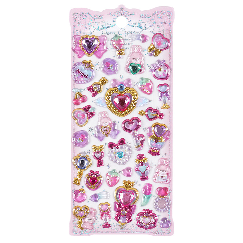 1pc/4 pçs aleatório kawaii delicado 3d feminino pedra preciosa dourado adesivos scrapbooking diy diário papelaria adesivo deco arte suprimentos