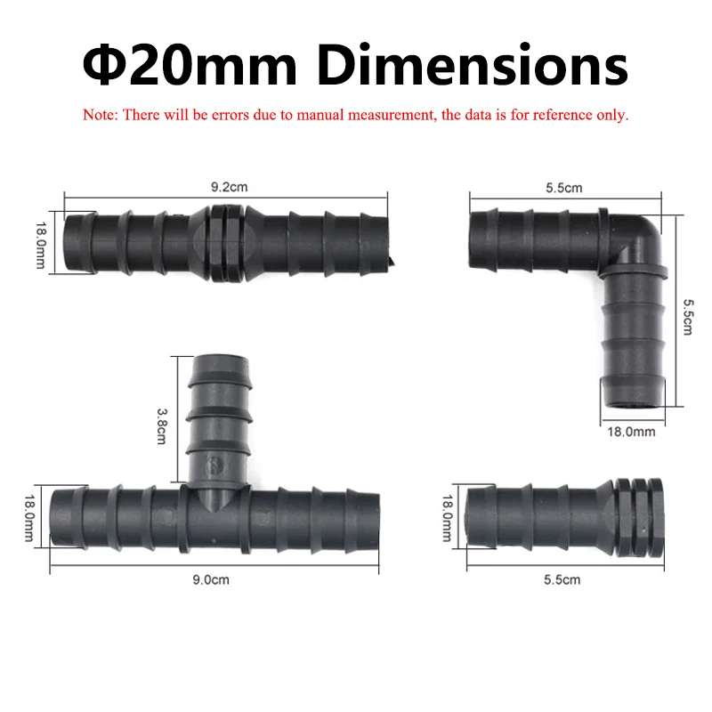 10 Chiếc Nhà Kính Ống PE 16 20 25 Mm Tee Thẳng Khuỷu Tay Cắm Ống Tưới Lắp Micro Xịt Thủy Lợi Phụ Kiện