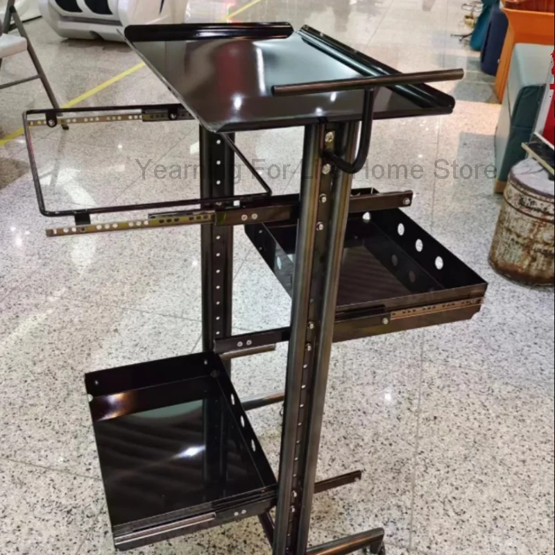 Wine Trolley Golden Auxiliary Cart Welding Rolling Tray Furniture for Barber Cosmetologist Cosmetic Table Wheels Folding Serving