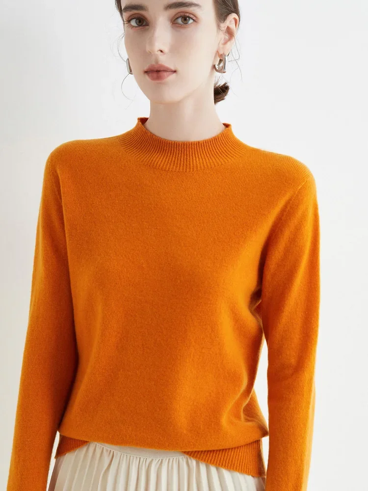 AOSSVIAO 2025, Herbst Winter Solide Mock-neck Pullover Frauen Pullover für Lässige Strickwaren Weibliche Kleidung Grundlegende Weiche Tops