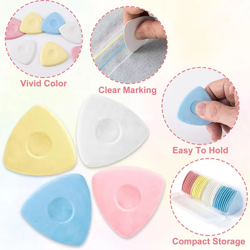 1-3 Stuks Kleurrijke Stof Kleermakers Krijt Driehoek Naaien Doek Markering Krijt Uitwisbare Stof Marker Kleding Handwerken Accessoires