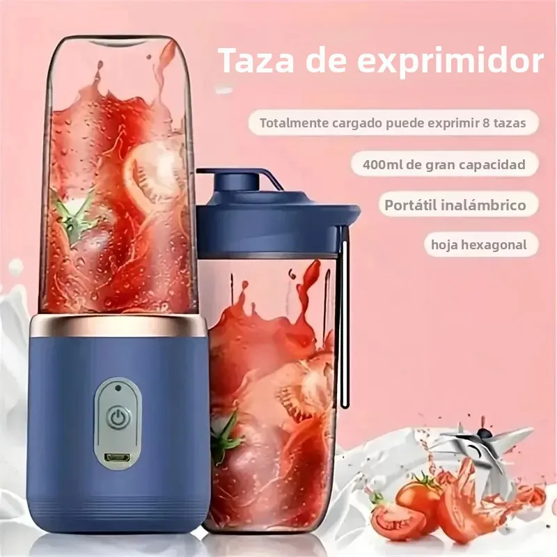 Botella de licuadora portátil, licuadora de jugo multifunción eléctrica de 6 hojas, licuadora de batidos de jugo fresco, trituradora de hielo, procesador de alimentos
