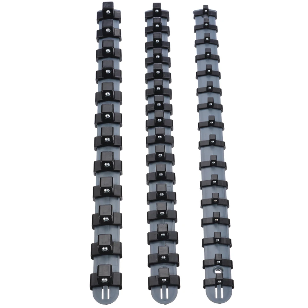 New 3pcs Socket Organizer Tray 340 mm Socket Holder 1/4" 3/8" 1/2" Socket Wrench Organizer 1 set Home Tool Storage Supplies