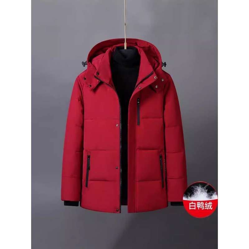 แจ็กเก็ตขนเป็ดแบบลำลองมีฮู้ดสำหรับผู้ชาย, เสื้อขนเป็ดเป็ดสีขาวมีฮู้ดสำหรับผู้ชาย5XL กลางแจ้งกันลมหนาอุ่น