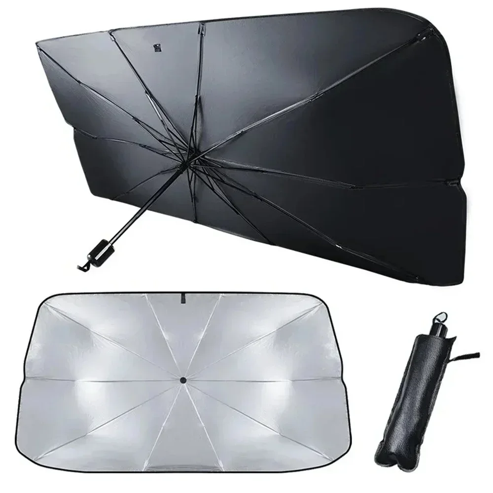 Paraguas de goma para coche, protección Uv, plegable, de alto sombreado, parabrisas delantero, parasol plateado de alto sombreado