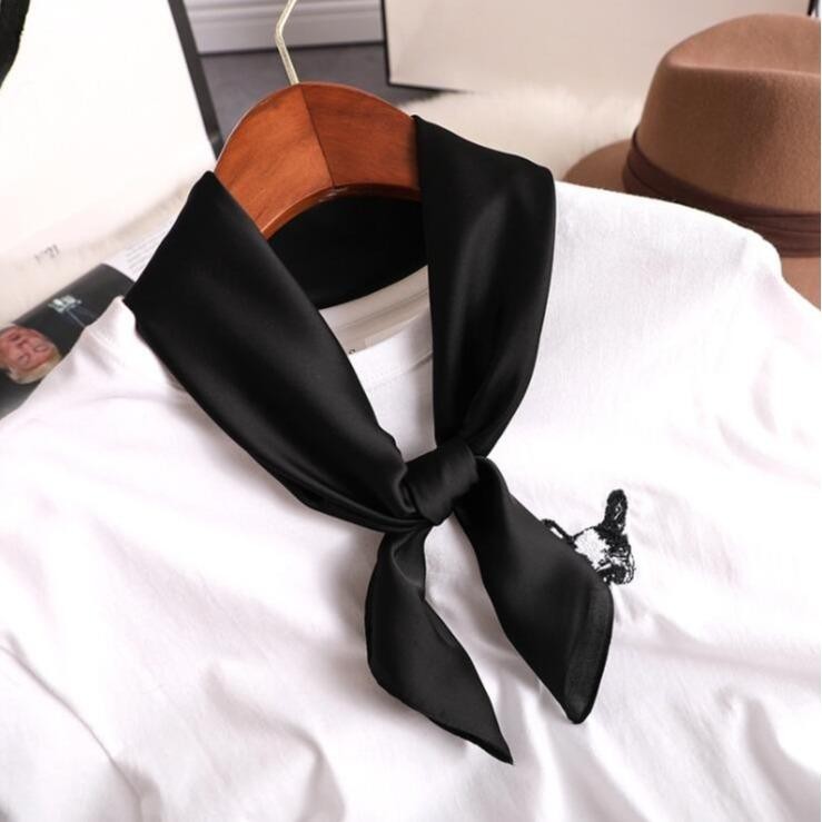 新しい固体 60 × 60 センチメートル正方形スカーフシングル模造シルク明るい光とサテンパフォーマンススカーフパーティーギフト