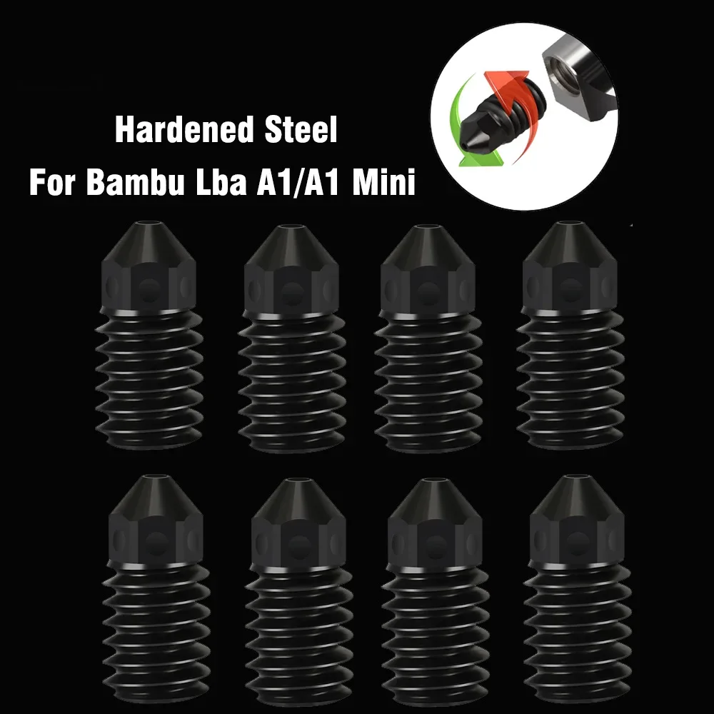 Nozzle For Bambu Lab A1/A1 Mini 0.2 0.4 0.6 0.8mm Hard steel replaceable Nozzle For Bambulab A1 Upgrade Hotend