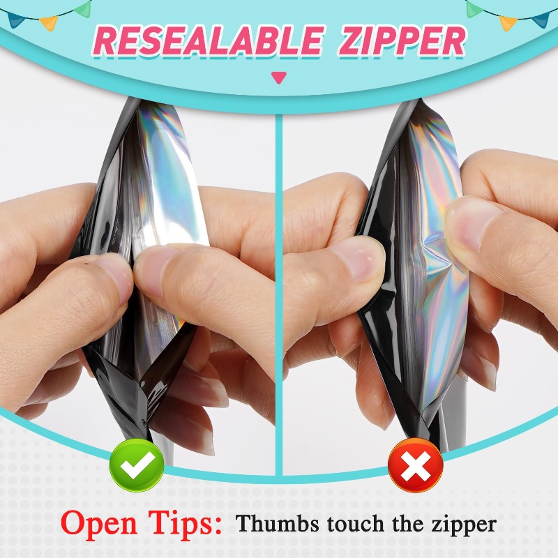 50-500Pcs Holographic Ziplock Bags Plastic Laser Iridescent Zip Bags for Manicure Eyelash Display Earrings Ring Storage Bag
