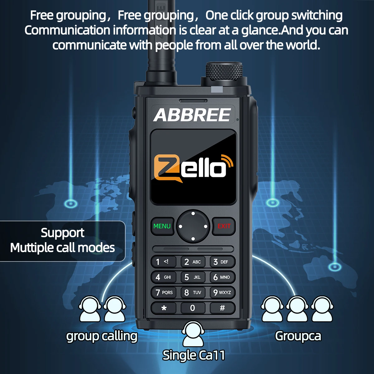 ABBREE GP-298 POC Netzwerk Walkie Talkie Global POC Radio Unbegrenzte Entfernung Zello 4G SIM Karte Android Bluetooth WIFI Radio