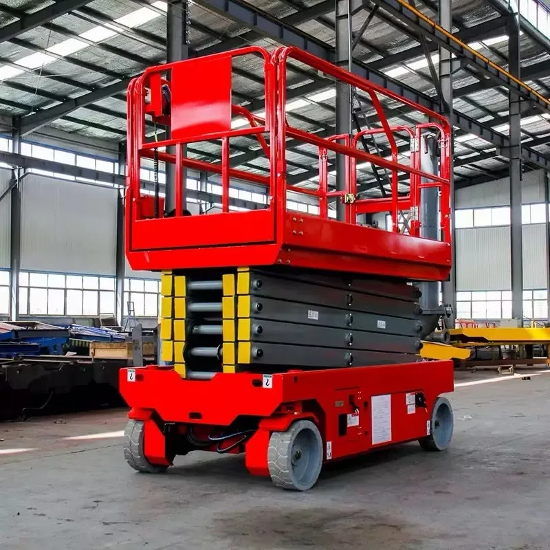 Plataforma elevadora de escalera eléctrica de mesa de alta eficiencia, plataforma de trabajo aérea hidráulica, plataforma elevadora autopropulsada de 6m-18m