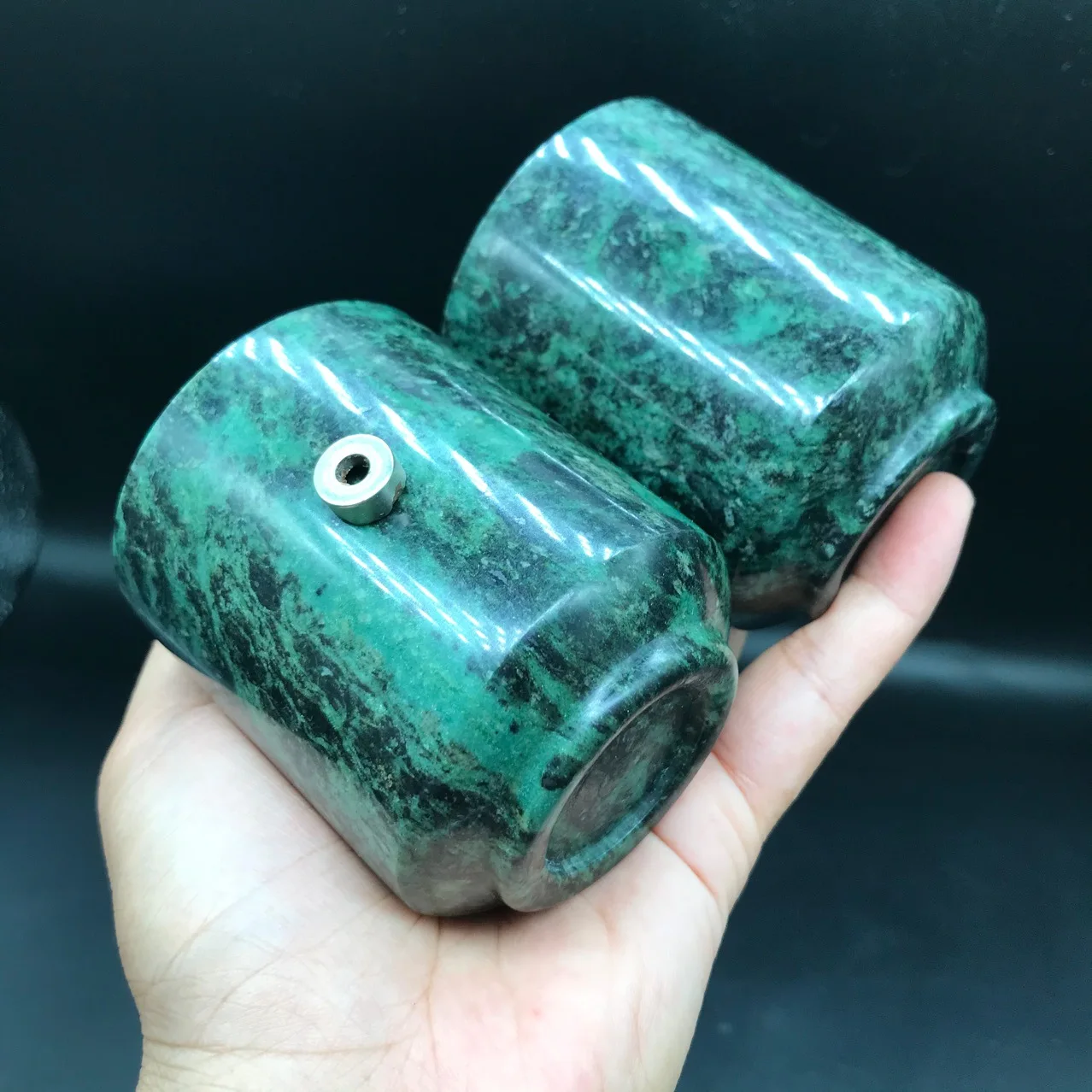 ธรรมชาติทิเบตหยกยา Wang Shi Teacup Serpentine หยกเข็มขัดแม่เหล็กสุขภาพถ้วย