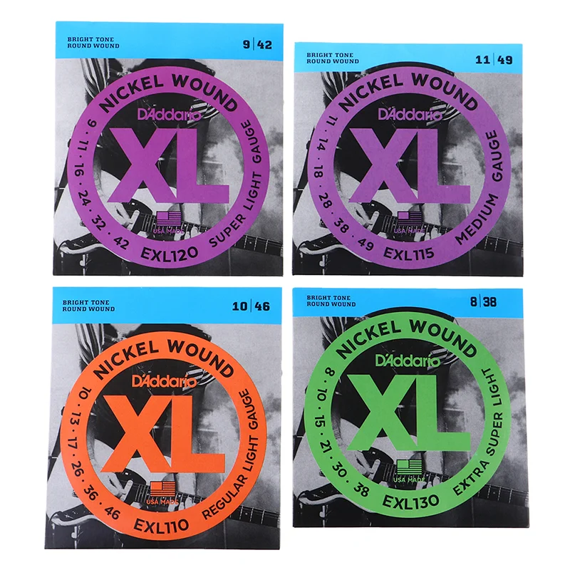 Cuerdas de guitarra acústica EXL110 EXL115 EXL120 EXL130 XL cuerdas de guitarra eléctrica de herida redonda de níquel tono brillante completo