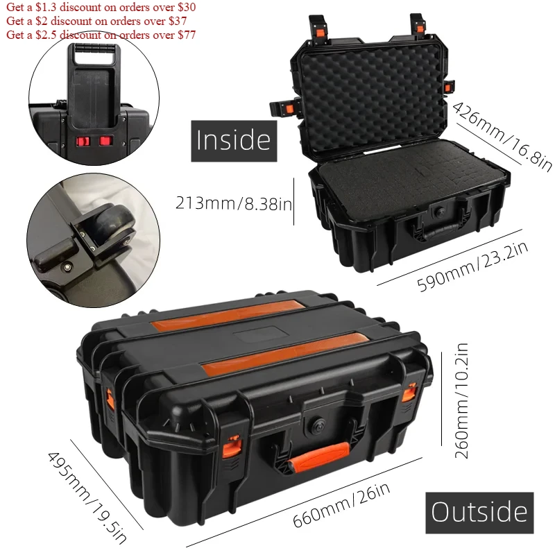 Ящик для инструментов большой емкости с колесами. Профессиональный ящик для инструментов. Жесткий кейс. Сумка для инструментов. Чехол для инструментов на колесиках. Ящик для инструментов Bruno식공구.