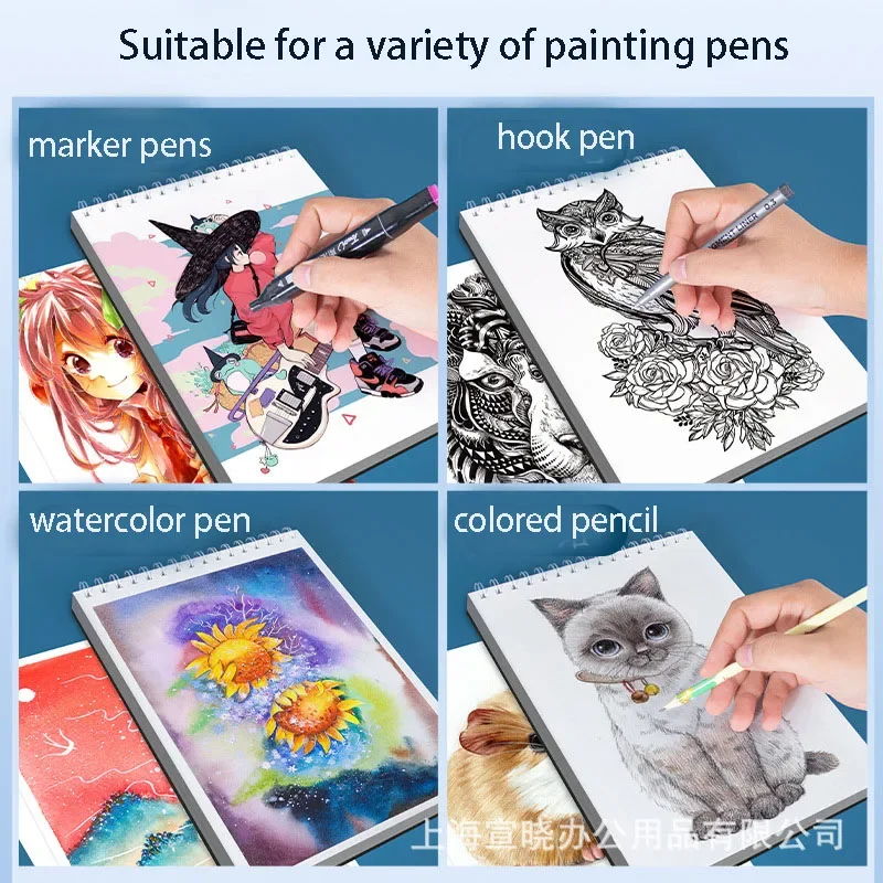 A4/A5 50 Tờ Dày Giấy Sketchbook Sinh Viên Nghệ Thuật Tranh Bút Đánh Dấu Cuộn Dây Này Đồ Dùng Học Tập