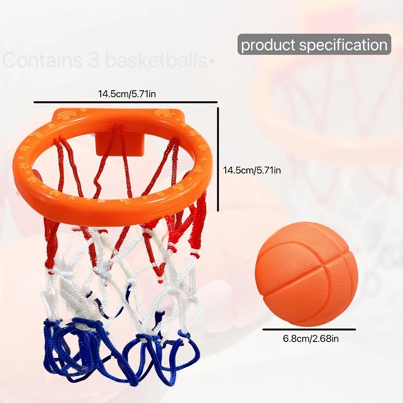 Bath Toys -mini Bathtub Basketball Hoop, Suction Cup Basketball Hoop & Balls Set, Halloween/Christmas