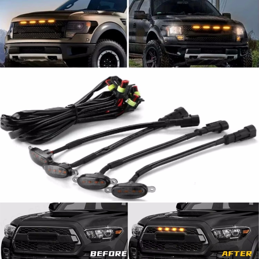 Universele Auto Front LED Grille Licht Gerookt Amber Wit 12LED Grill Licht Eagle Eye Lamp Voor Off Road Kofferbak SUV Ford Toyota 12V