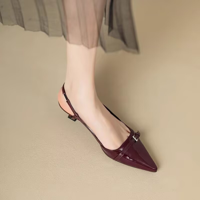 Women's Sateen-Like Pointed-Toe Ankle Strap Pumps - Medium Stiletto Heel Elegant Dress Shoes for Formal Events