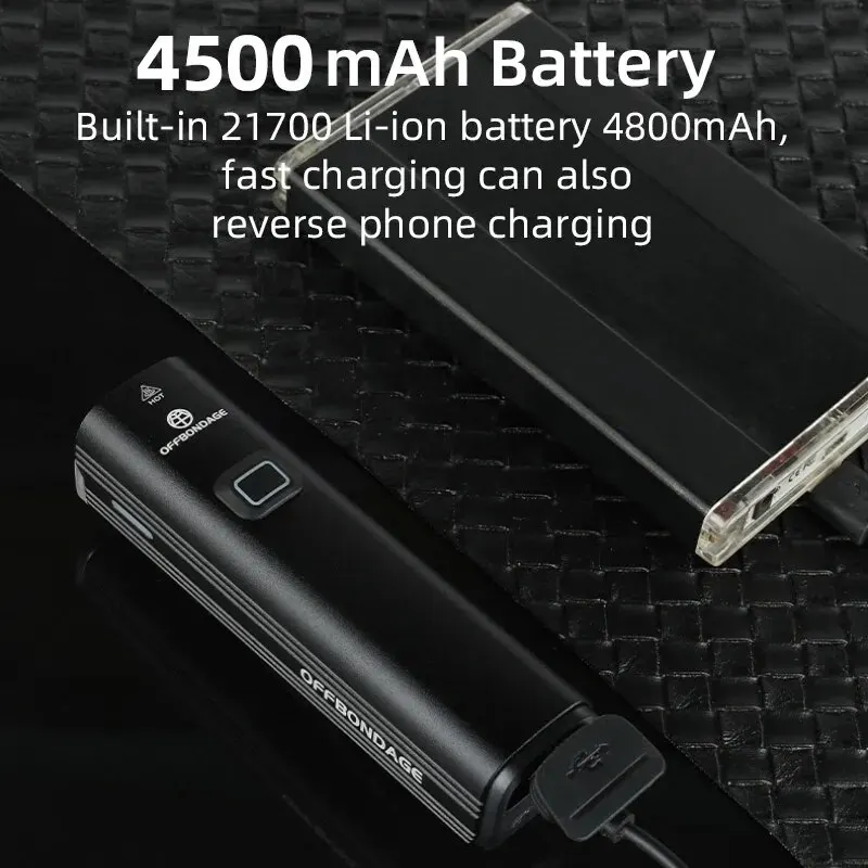 Offbondage ไฟจักรยาน1000ลูเมนไฟหน้าจักรยานพาวเวอร์แบงค์ไฟฉายแฮนด์ชาร์จ USB ไฮไลท์ถนน MTB