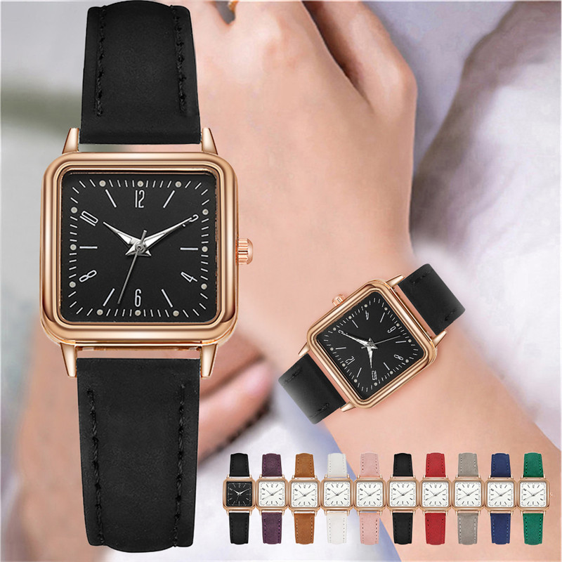 Vrouwen Horloges Mode Vierkante Arabische Wijzerplaat Quartz Horloge Casual Lederen Band Dames Polshorloges Klok Cadeau Reloj Mujer