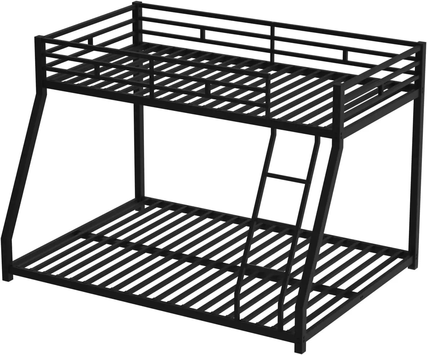 Twin Over Full Bunk Bed with Metal Frame, Guardrail and Ladder, Space-Saving Design, Metal Bed for &,