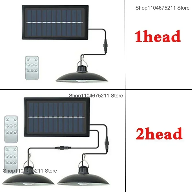 Lampe LED Solaire Suspendue à Double Tête avec Télécommande, Luminaire Décoratif d'Extérieur, Étanche, pour Nik, Abri, Grange