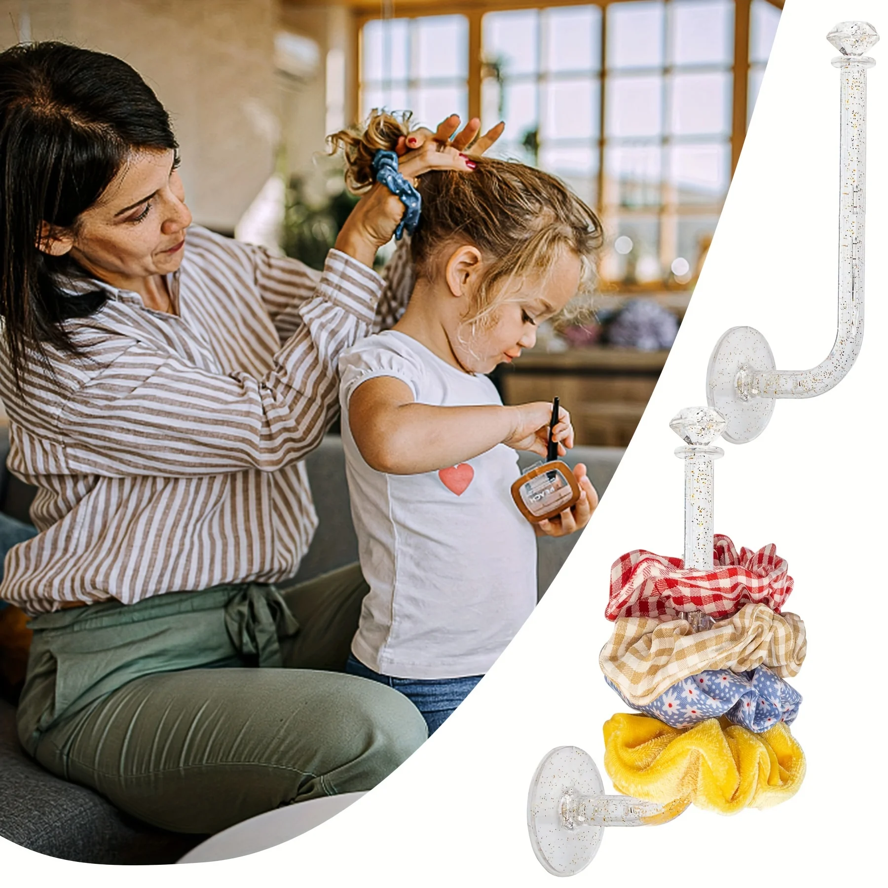 4 Stück Stirnbandhalter, Scrunchie Organizer Ständer, Haarschmuck Organizer Aufbewahrungsregal für Stirnband Haarband Haargummis, transparent