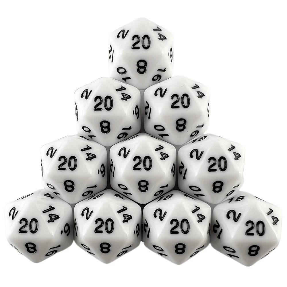 D20 Polyhedral Dice 19.7mm TRPG DND Digital Dice Game Set 20 Sides 10Pcs for Party Board Game