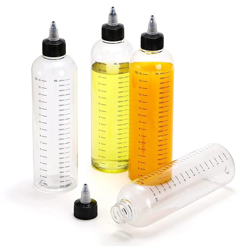 30ml-500ml Empty Hair Dye Bottle Measured Twist Top Cap Refillable Squeeze Container With Graduated Scale For Tattoo Pigment Ink