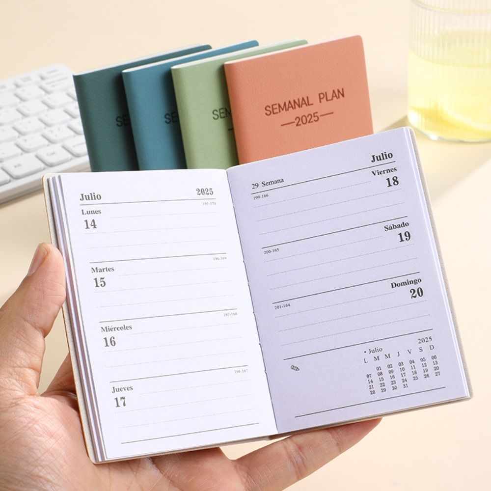 Carnet d'agenda minimaliste avec calendrier, liste des choses à faire, cahier, espagnol, document Morandi, licence 2025, école, bureau, A5, 2025