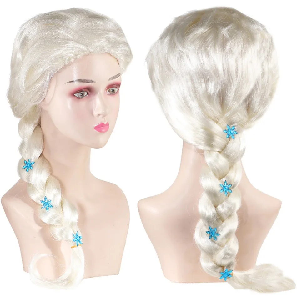 Princesa meninas elsa cosplay peruca bonito neve rainha vestir-se briad elsa cabelo cosplay perucas halloween carnaval purim masquerade festa