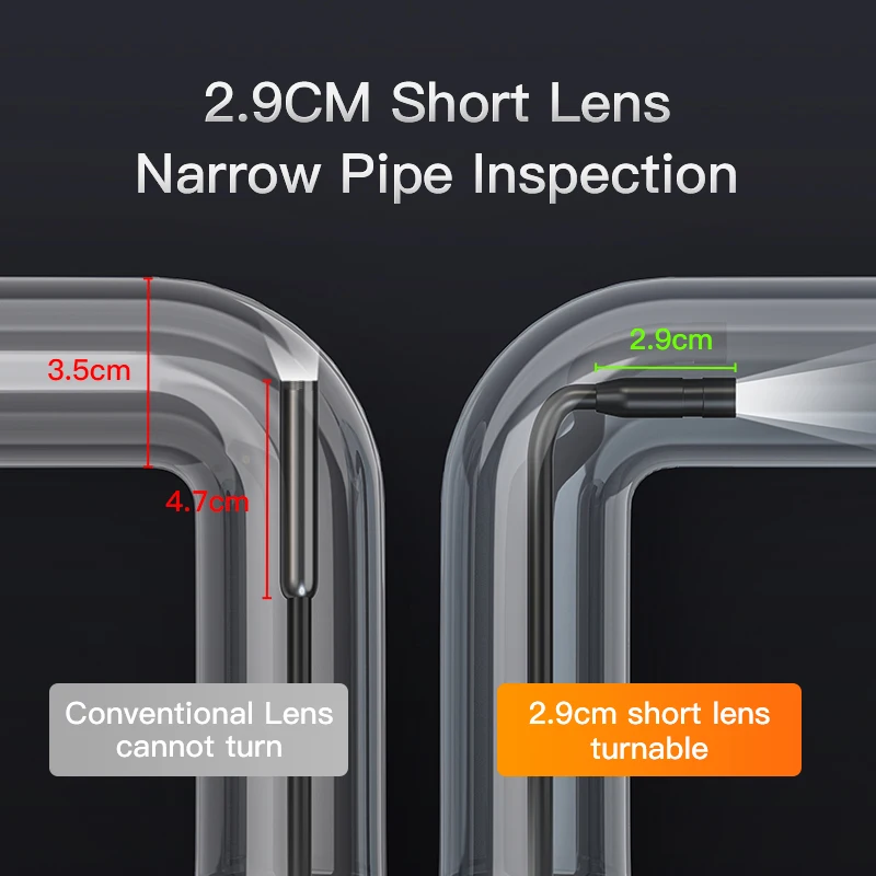 HD1080p กล้อง Endoscope 4.3 นิ้ว 8 มม./Dual เลนส์ IP67 กันน้ํารถตรวจสอบ Borescope กล้อง Endoscopic อุตสาหกรรม