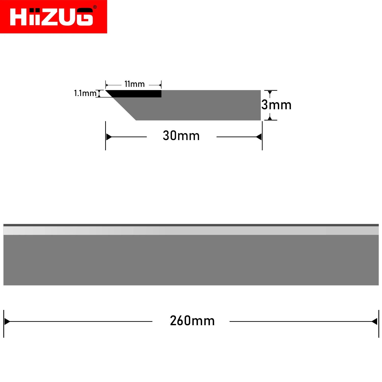 260 มม. × 30 มม. × 3 มม. กบใบมีด Jointer มีด Resharpenable สําหรับความหนา Jointer กบไม้งานไม้เครื่องมือ HSS/TCT 3 ชิ้น