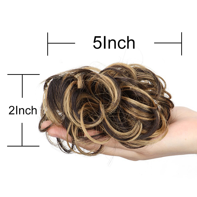 Moño sintético desordenado para mujer, moño Donut, Color rubio y marrón, almohadilla para moño, cuerda elástica para el cabello, banda de goma, extensiones de cabello