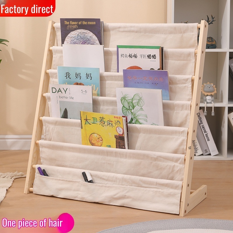 Children's Bookcase Display Multitier Solid Wood Organizer Removable Floor Reading Bookshelf Toddler Picture Book Storage Shelf