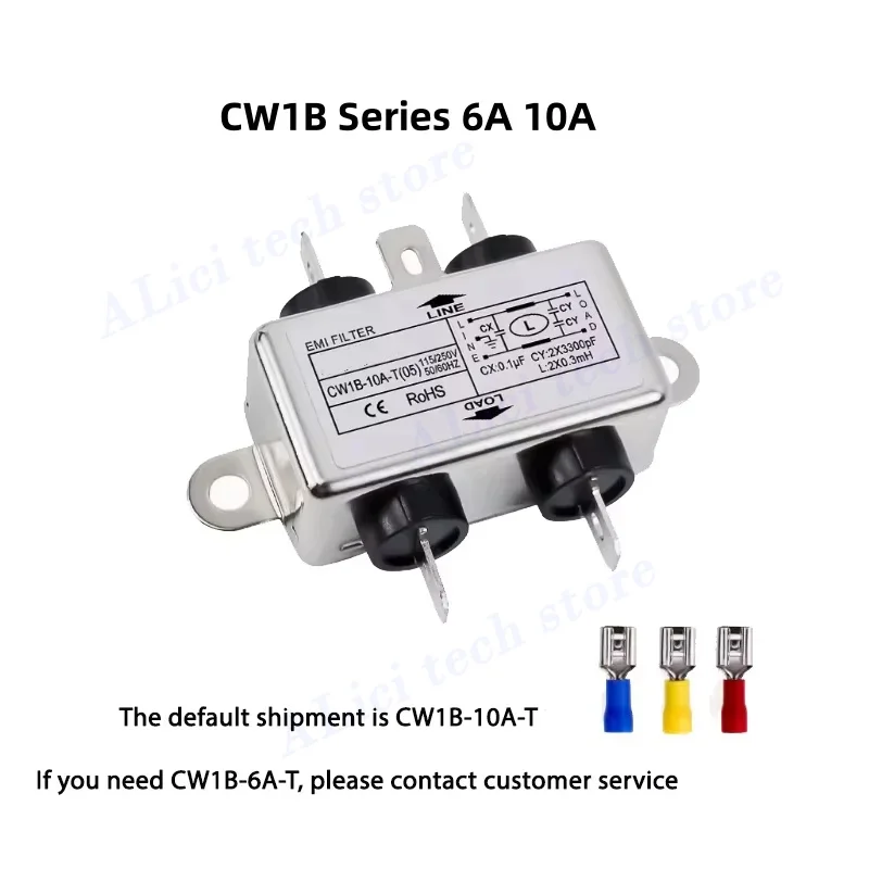 Filtro de alimentación de CA monofásico, CW3, CW4L2, 10A, 20A, 30A-S/T, AC220V, un solo filtro de dos etapas