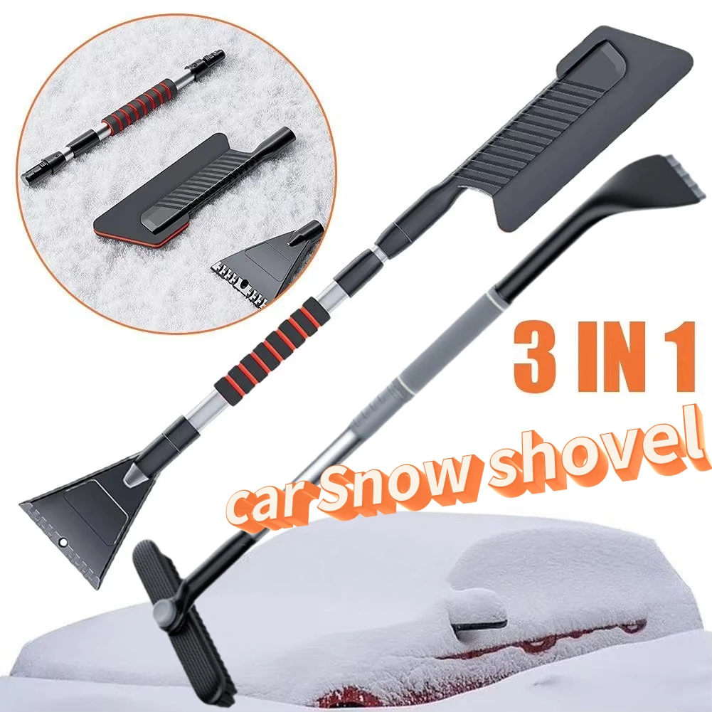 3 en 1 80,5*10,5 cm arado de nieve desmontable para coche de invierno pala de aleación de aluminio barrido 1 barrido de nieve descongelación de nieve herramientas de limpieza de agarre EVA