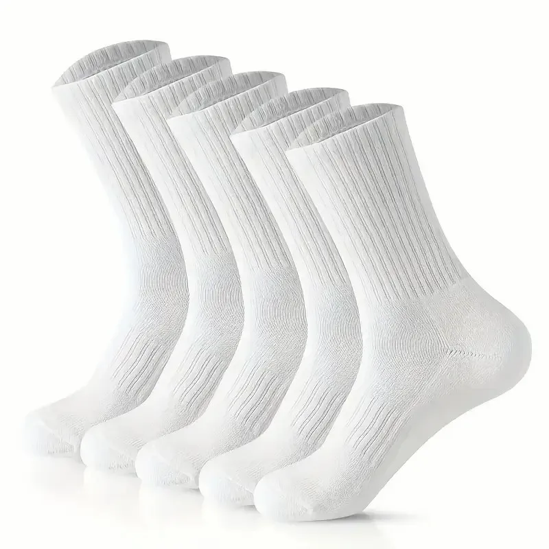 5/10/20 pares de calcetines neutros de Color sólido con cuello redondo primavera otoño absorbente de sudor transpirables cómodos calcetines deportivos para todas las estaciones