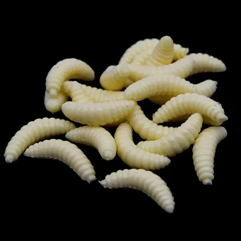 50pcs Soft Worm Bread Worm Maggot เหยื่ออ่อนปลาเหยื่อปากม้าปลาเหยื่อตกปลา Bionic เหยื่อขนมปังหนอนไม่มีตะขอ
