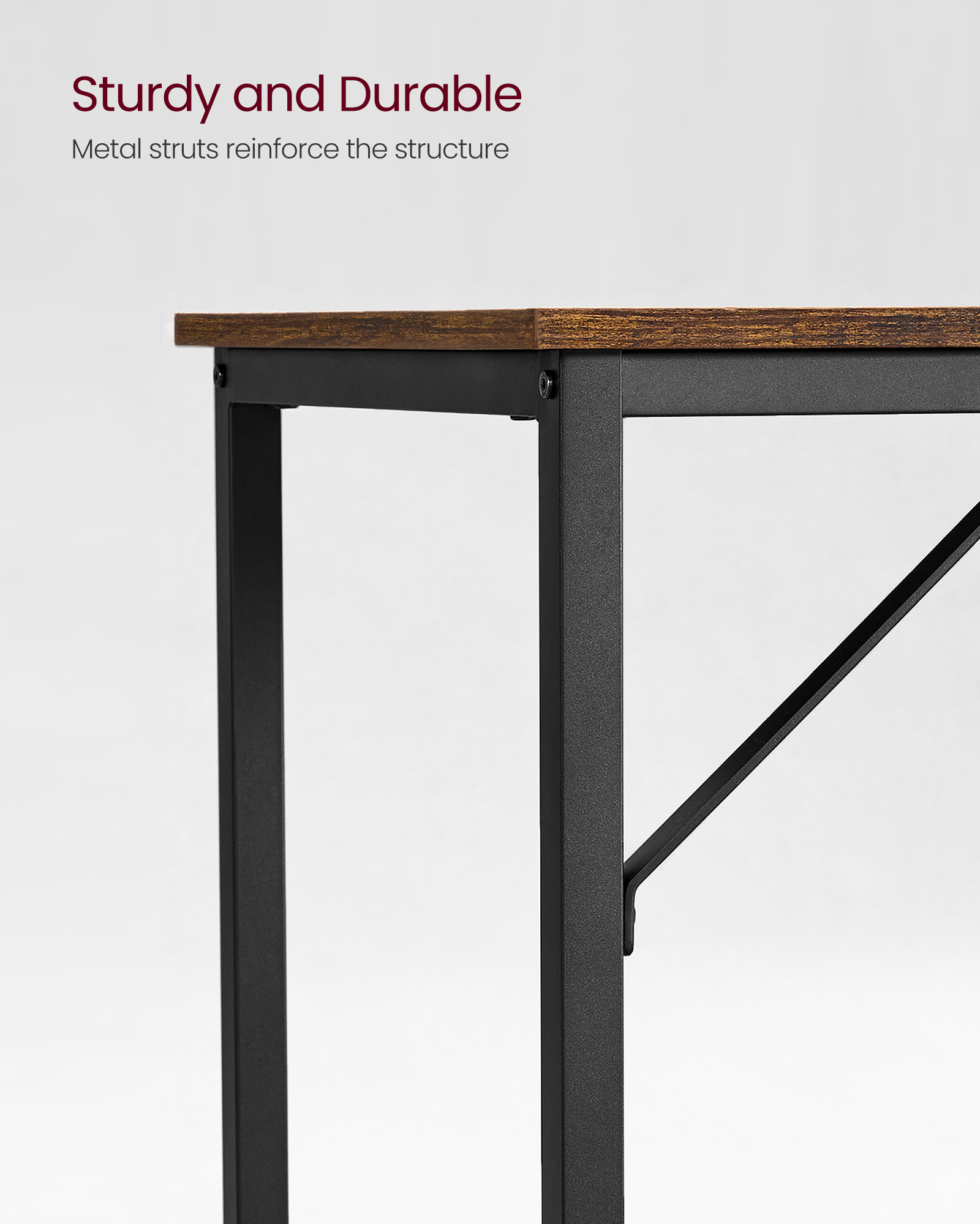 VASAGLE Bureau, Table, Poste de Travail, pour Bureau, Chambre, 50 x 100 x 76 cm, Style Industriel, Cadre en Métal