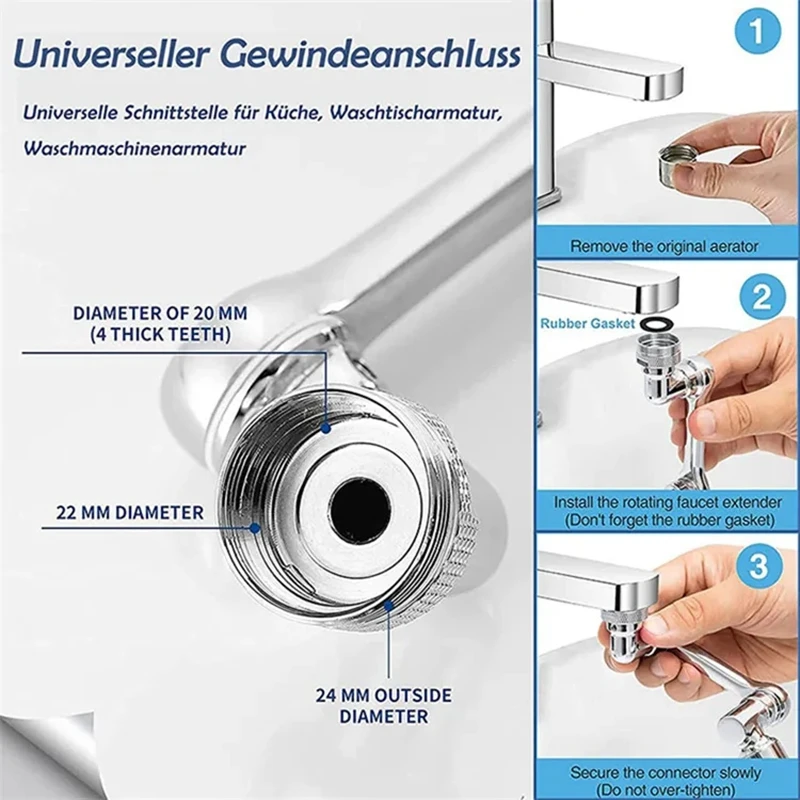 แขนกลสีบรอนซ์เมทัลลิก 1080 °   Faucet Aerator Kitchen Custom Bubbler Expander Universal Rotary Filter หัวฉีด Supercharger