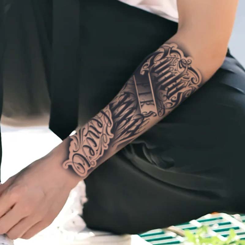 Autocollants de tatouage temporaire imperméables à fleurs foncées, durables de 1 à 2 semaines, simulent des faux tatouages semi-permanents, 1 pièce